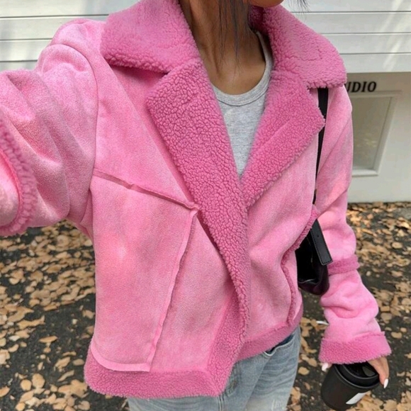 Women Plain Color Single-Breasted Fleece Casual All-Match Long Sleeves Jacket - Picture 1 of 4